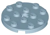 Sand Blue Plate, Round 4 x 4 with Hole