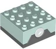 Dark Bluish Gray Electric, Sound Brick 4 x 4 with Light Aqua Top and 13 Randomized Sounds (Retro Rad
