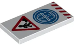 White Tile 2 x 4 with Minifigure Worker with Shovel and Pile, Head with Construction Helmet in Blue 