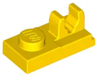Yellow Plate, Modified 1 x 2 with Clip with Center Cut on Top