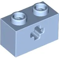Light Blue Technic, Brick 1 x 2 with Axle Hole