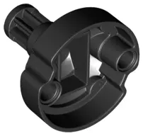 Black Technic, Gear 8 Tooth with Pin Holes and Ninjago Flywheel Socket - Short Shaft