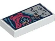 White Tile 1 x 2 with Mini Doll Head, Silver Microphone and Black Handwritten 'Ley-La xo' and Hearts