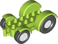 Lime Duplo Car Base 2 x 6 Tractor with Mudguards and White Wheels with Black Tires