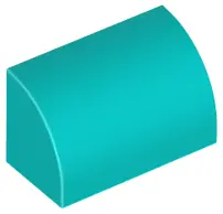 Dark Turquoise Slope, Curved 1 x 2 with Bottom Stud Holder