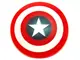 Red Minifigure, Shield Circular / Round Convex Face with White Ring, Star in Dark Blue Circle Patter