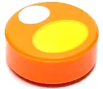 Orange Tile, Round 1 x 1 with White and Yellow Ovals Pattern (Dungeons & Dragons Mimic Eye)