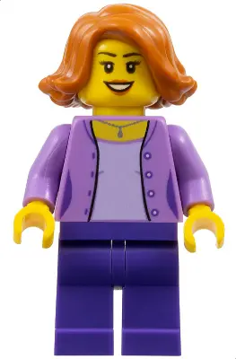 Mom - Medium Lavender Jacket over Lavender Shirt, Dark Purple Legs, Dark Orange Female Hair Short Sw