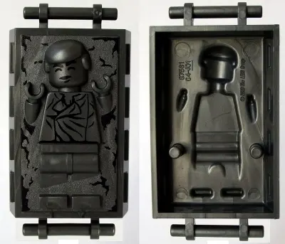 Pearl Dark Gray Minifigure, Utensil Carbonite Block with Bar Handles with Han Solo Pattern