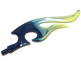 Dark Blue Wave Rounded Curved Double with Axle End (Flame) with Marbled Yellowish Green Pattern
