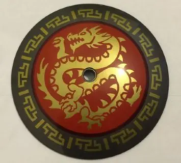 Pearl Dark Gray Dish 9 x 9 Inverted (Radar) with Gold Dragon on Red Medallion Pattern