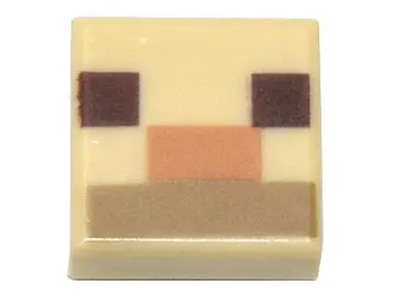 Tan Tile 1 x 1 with Dark Brown Squares, Medium Nougat and Dark Tan Rectangles Pattern (Minecraft Alp