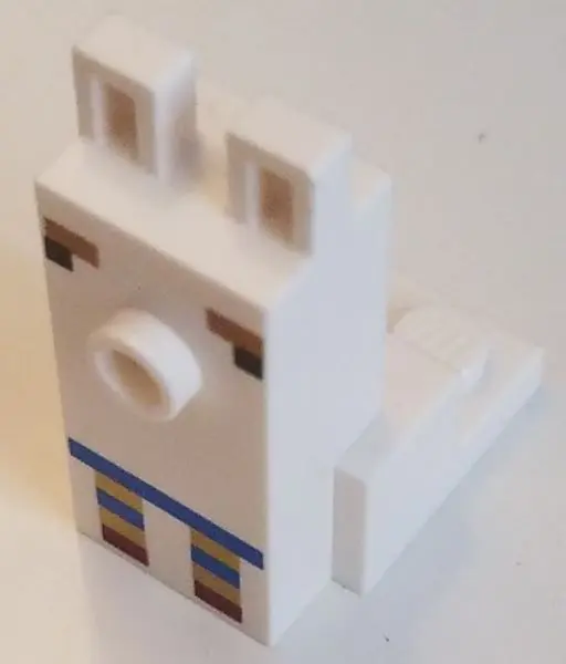 White Creature Head Pixelated with Elongated Face and Stud with Black Eyes, Medium Nougat Eyebrows, 
