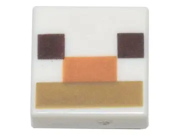 White Tile 1 x 1 with Dark Brown Squares, Medium Nougat and Dark Tan Rectangles Pattern (Minecraft A