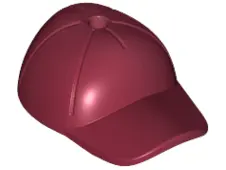 Dark Red Minifigure, Headgear Cap - Short Curved Bill with Seams and Hole on Top