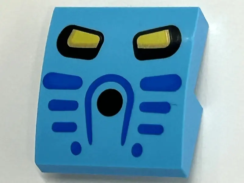 Medium Azure Slope, Curved 2 x 2 x 2/3 with Takua Mask and Yellow Eyes Pattern