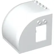White Vehicle, Caravan Roof 6 x 6 x 5 Half with 4 Studs on Top and 2 Studs and Window on Both Sides