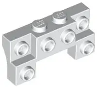 White Brick, Modified 2 x 4 - 1 x 4 with 2 Recessed Studs and Thick Side Arches
