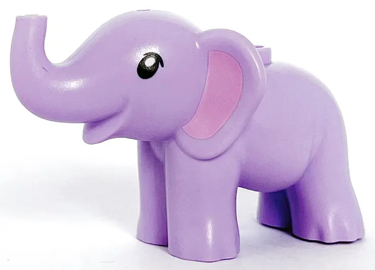 Lavender Elephant, Friends Style, Baby with Black Eyes and Bright Pink Inner Ears Pattern