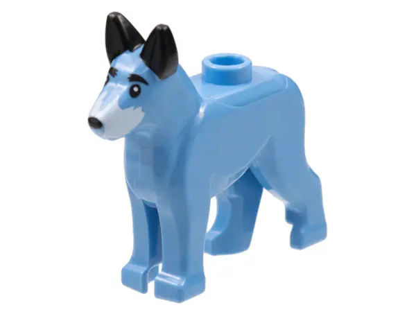 Medium Blue Dog, Alsatian / German Shepherd with Black Eyes, Nose, Ears and Eyebrows and White Muzzl