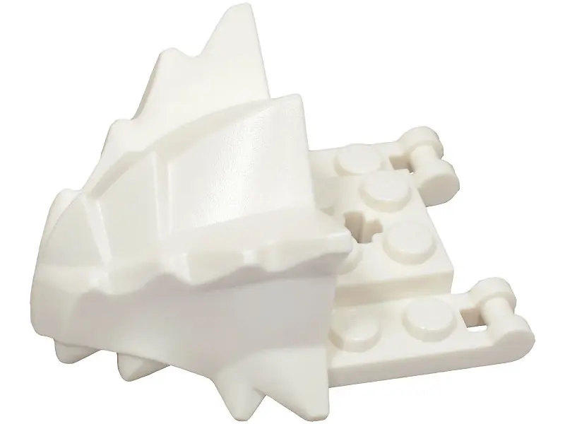 White Dragon Head (Ninjago) Jaw with Spikes, 8 Studs and 2 Bar Handles on Back