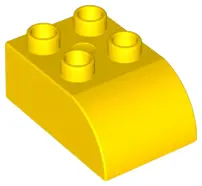 Yellow Duplo, Brick 2 x 3 Slope Curved