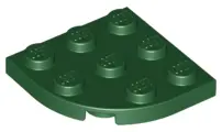 Dark Green Plate, Round Corner 3 x 3