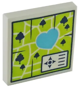 White Tile 2 x 2 with Map Heartlake Park Pattern