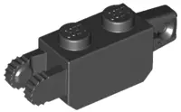 Black Hinge Brick 1 x 2 Locking with 1 Finger Vertical End and 2 Fingers Vertical End