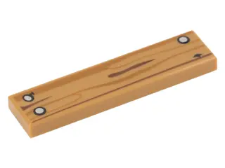 Medium Nougat Tile 1 x 4 with Wood Grain and 3 Silver Nails Pattern