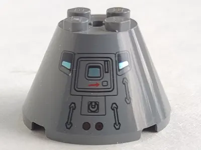 Dark Bluish Gray Cone 4 x 4 x 2 with Axle Hole with Hatches and Handles Pattern