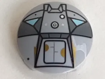 Light Bluish Gray Plate, Round 2 x 2 with Rounded Bottom (Boat Stud) with Space Hatch Pattern