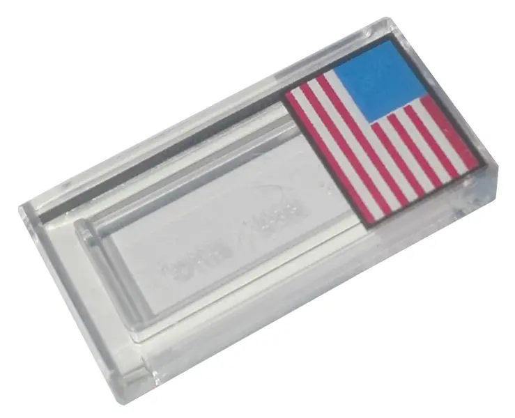 Trans-Clear Tile 1 x 2 with United States of America (USA) Flag Pattern