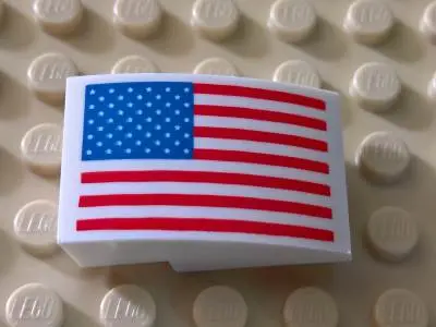 White Slope, Curved 3 x 2 with United States Flag Pattern