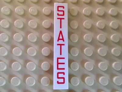 White Tile 1 x 6 with Red 'STATES' Pattern