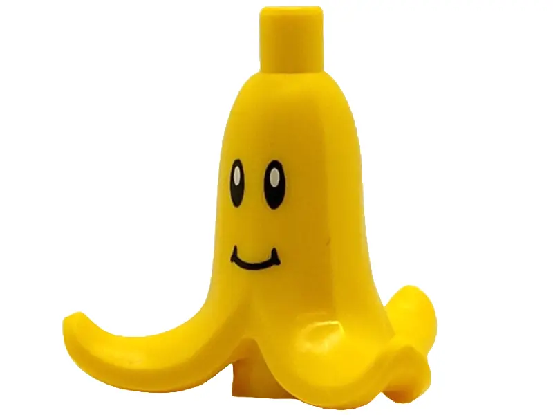 Yellow Banana, Peeled with Black and White Eyes and Grin Pattern