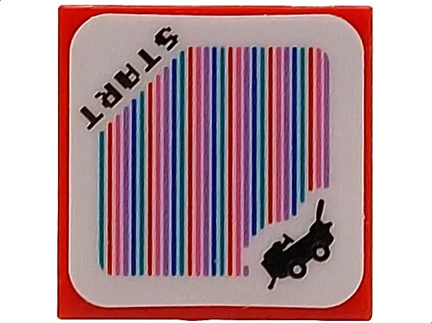 Red Tile 2 x 2 with Super Mario Scanner Code DK Jumbo Vehicle and 'START' Pattern (Sticker) - Set 72