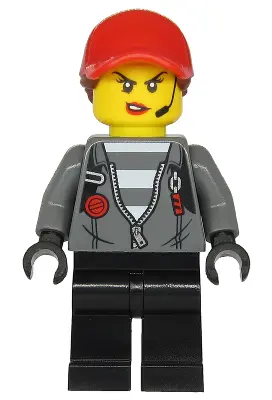 Police - Jail Prisoner Jacket over Prison Stripes, Female, Black Legs, Red Ball Cap with Reddish Bro
