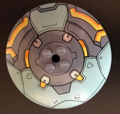 Dark Bluish Gray Dish 8 x 8 Inverted (Radar) with Sand Green Armor Plates and Bright Light Orange Ho