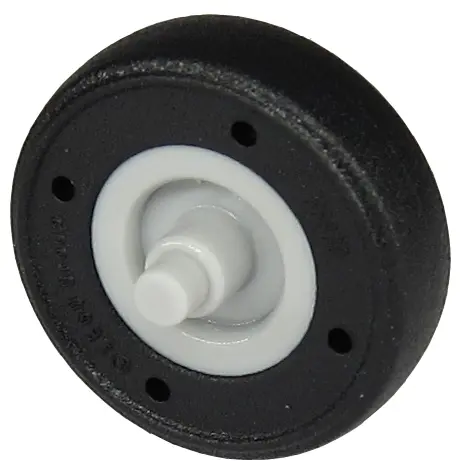 Light Bluish Gray Wheel Small with Stub Axles with Molded Black Hard Rubber Tire Pattern