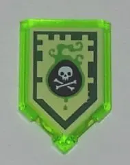 Trans-Bright Green Tile, Modified 2 x 3 Pentagonal with Nexo Power Shield Pattern - Venom Bite