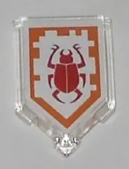 Trans-Clear Tile, Modified 2 x 3 Pentagonal with Nexo Power Shield Pattern - Beetle Bomb