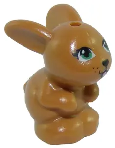 Medium Nougat Bunny / Rabbit, Friends Style, Sitting with Green Eyes, Black Nose and Mouth, and Brig