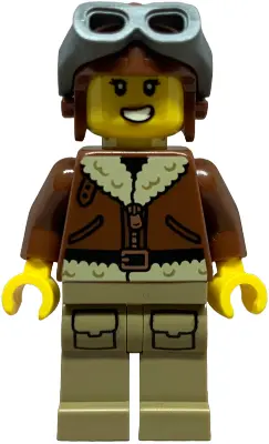 Airplane Soapbox Race Car Driver (Pilot) - Female, Reddish Brown Aviator Jacket, Dark Tan Legs with 