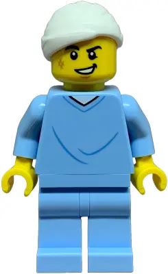 Hospital Bed Soapbox Race Car Driver (Patient) - Male, Bright Light Blue Hospital Gown and Legs, Whi
