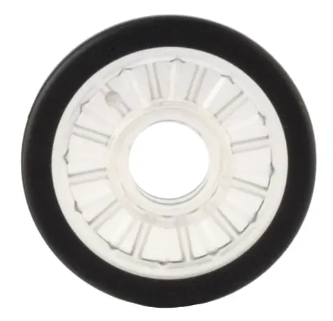 Trans-Clear Wheel Wheelchair with Technic Pin Hole with Molded Black Hard Rubber Tire Pattern