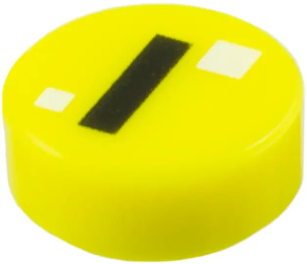 Yellow Tile, Round 1 x 1 with Eye with Black Line, 2 White Squares Pattern