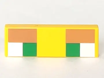 Yellow Tile 1 x 3 with Pixelated Green Eyes and Medium Nougat Eyebrows Pattern (Minecraft Ocelot)