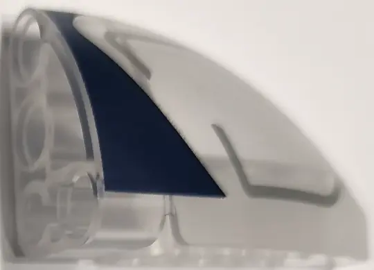Trans-Clear Technic, Panel Curved 5 x 3 x 2 Corner Quarter Ellipse, Left with Dark Blue Edge and Sil