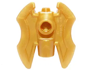 Pearl Gold Minifigure, Weapon Axe Head, Double with Bar Holder and 2 Hollow Studs